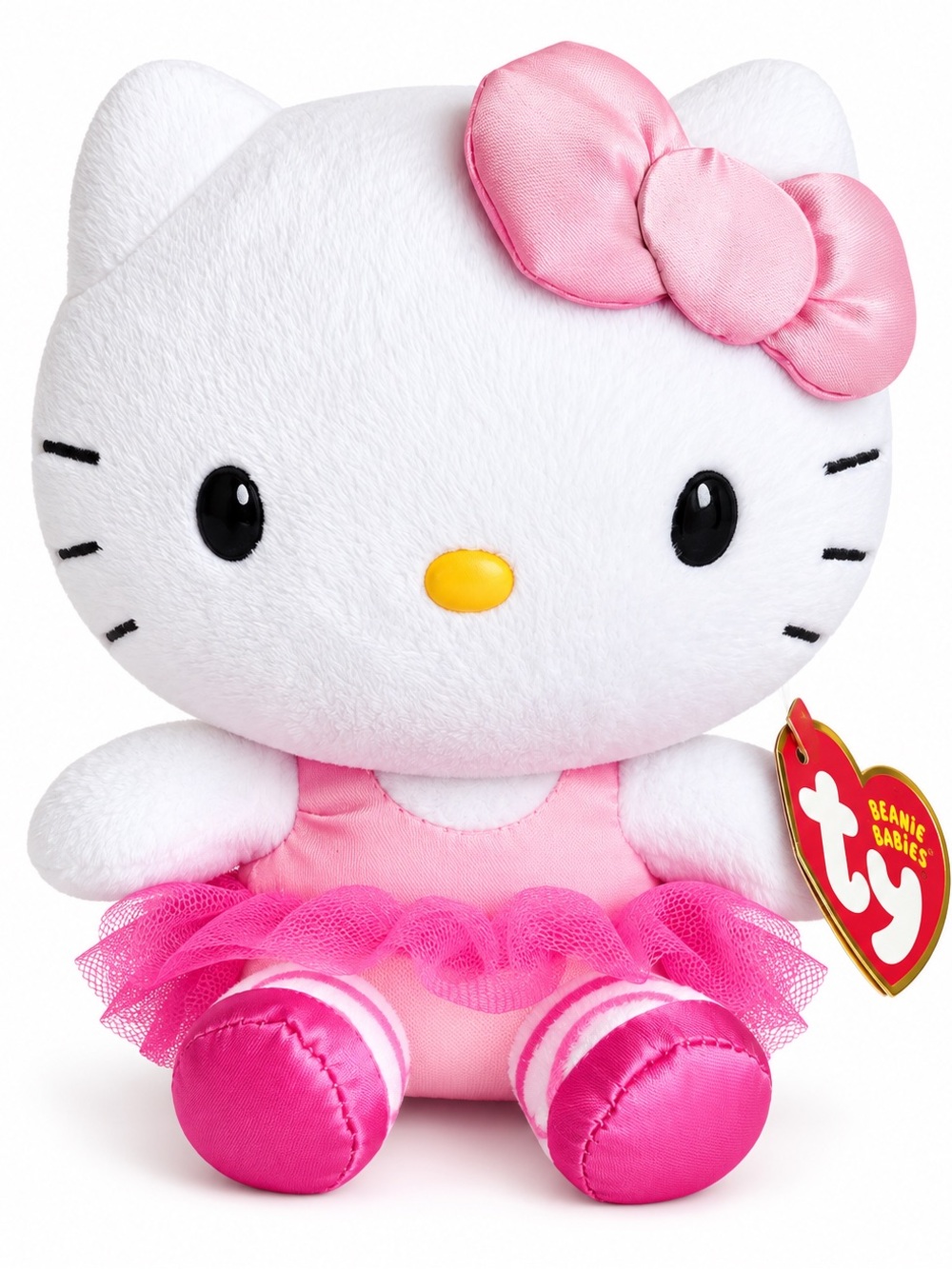 Ty Hello Kitty White & Pink Plush Beanie Baby with Bow- Ballet Dancerkmmm